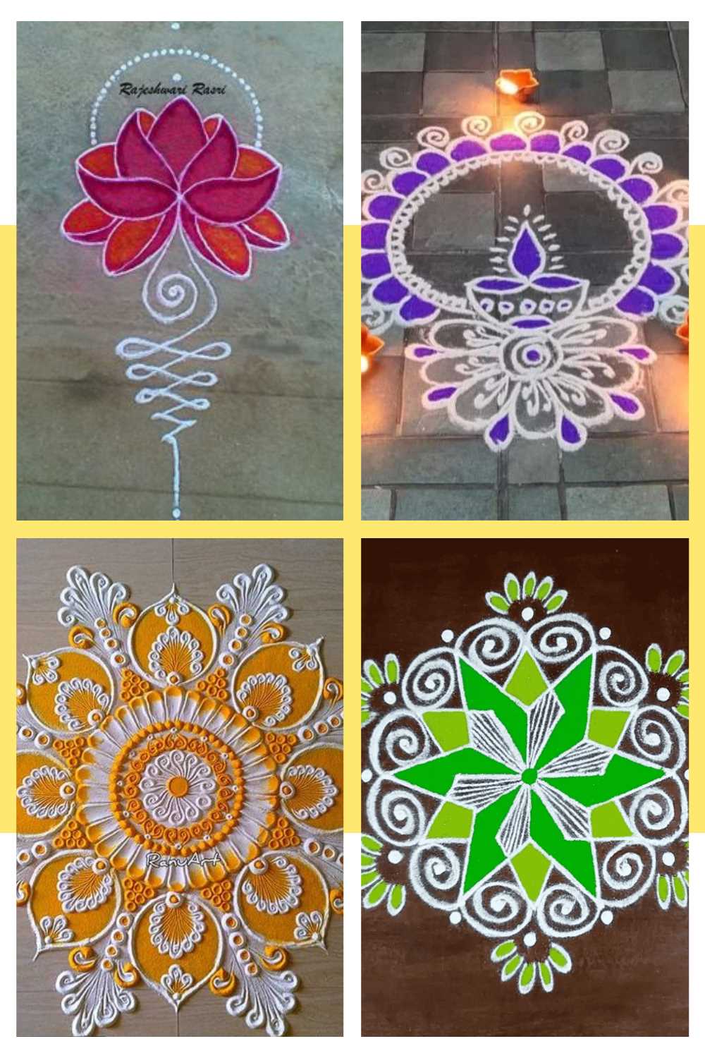 Modern Rangoli Kolam Designs with Colours